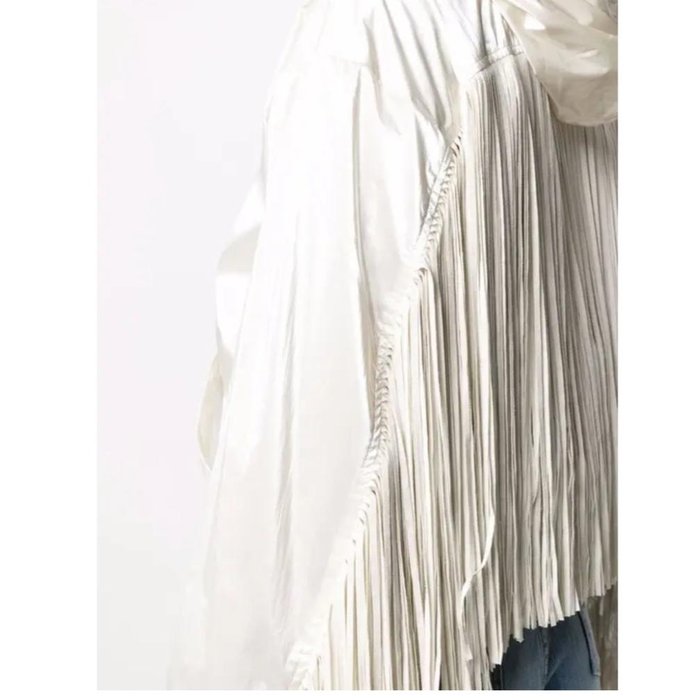 Pinko Siberiano Fringe windbreaker jacket in off-white Size M! - Picture 4 of 16